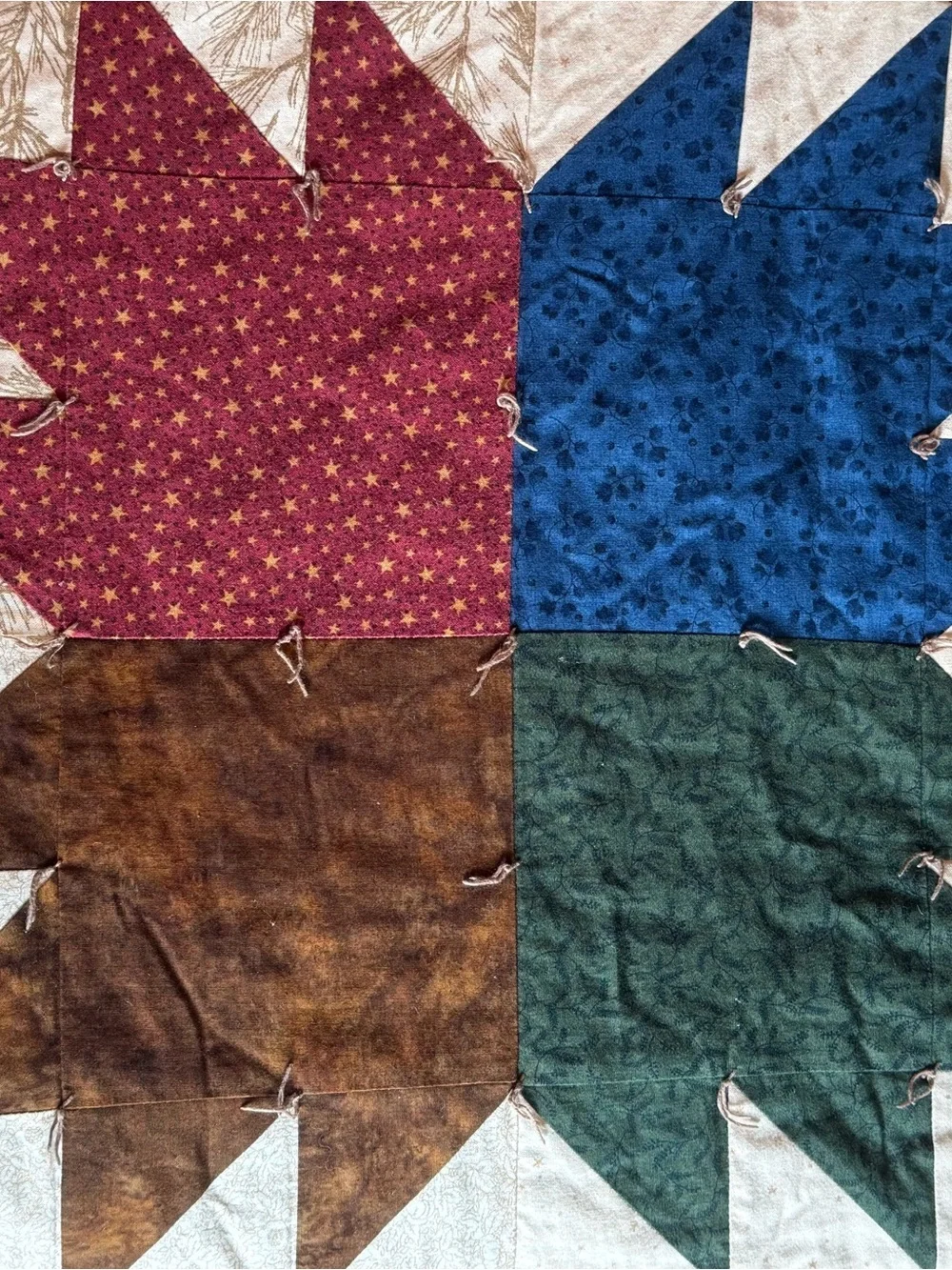 Handmade Cozy Tied California King sized Multicolor Patchwork Quilt